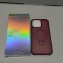 Magnetic Compatible with iPhone 15 Pro Max Case with Stand [Military Grade Drop Tested][Compatible with Magnet] Ring Translucent Slim Hard Back Soft Edge, Red