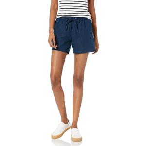Amazon Essentials Women's 5" Inseam Drawstring Linen Blend Shorts (Large, Dark Blue) Amazon Essentials Women's 5" Inseam Drawstring Linen Blend Shorts (Large, Dark Blue)