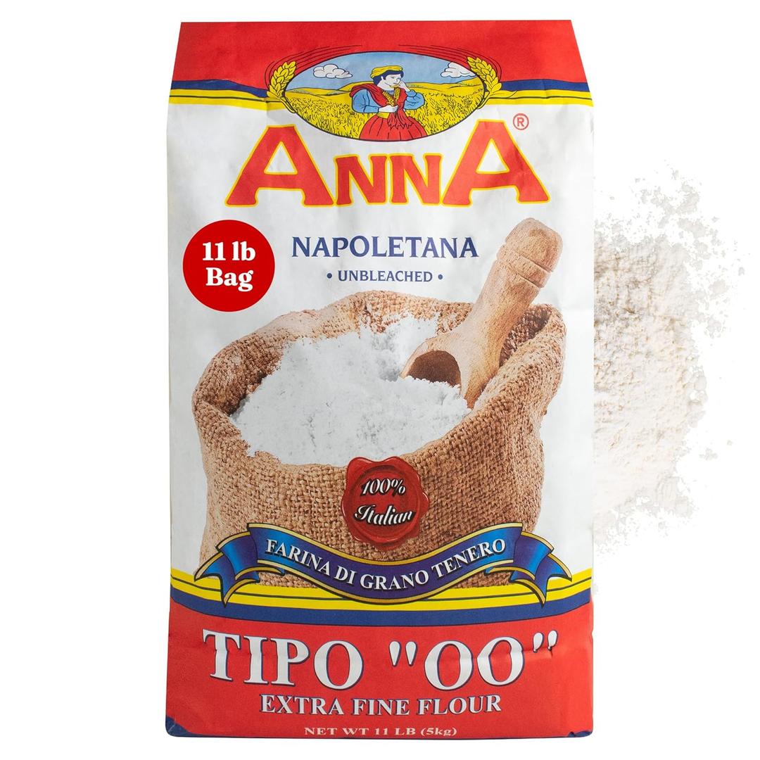 Cento Anna Tipo 00 Flour, 11 Lbs., Extra Fine, Unbleached, Soft Wheat Flour, Perfect for Pizza Crust, Pasta & Bread, Grown and Processed in Italy Best By: 27/7/2022