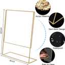 8x10 Gold Picture Frames, Clear Frameless Picture Frames, 6 Pack Acrylic Self Standing Photo Frames for Wedding Table Numbers, Restaurant Signs, Photos and Art Display