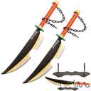 Wanjun Pack of 2 Bamboo Anime Demon Slayer Sword - Uzui Tengen Sword Katana Anime Cosplay Sword 30 Inch