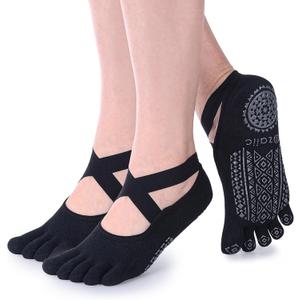 Ozaiic Yoga Socks for Women with Grips, Non-Slip Five Toe Socks for Pilates, Barre, Ballet, Fitness | 5.5-11