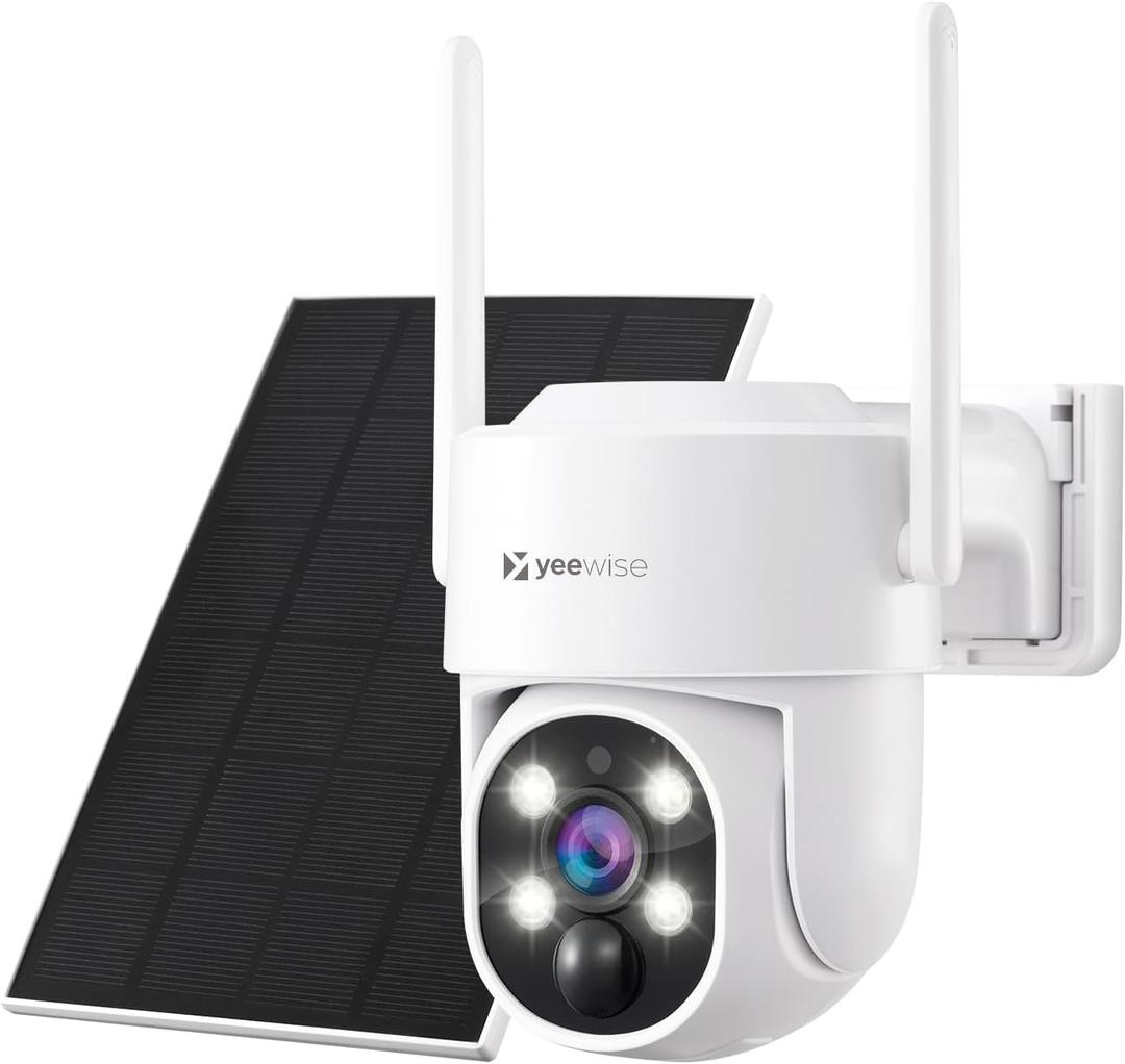 Solar Security Camera Wireless Outdoor, 2.5K 4MP Wire-Free Home Security Camera, Solar/Battery Powered, Forever Power, Pan/Tilt WiFi Camera with PIR Sensor, 360 View, Spotlight Camera
