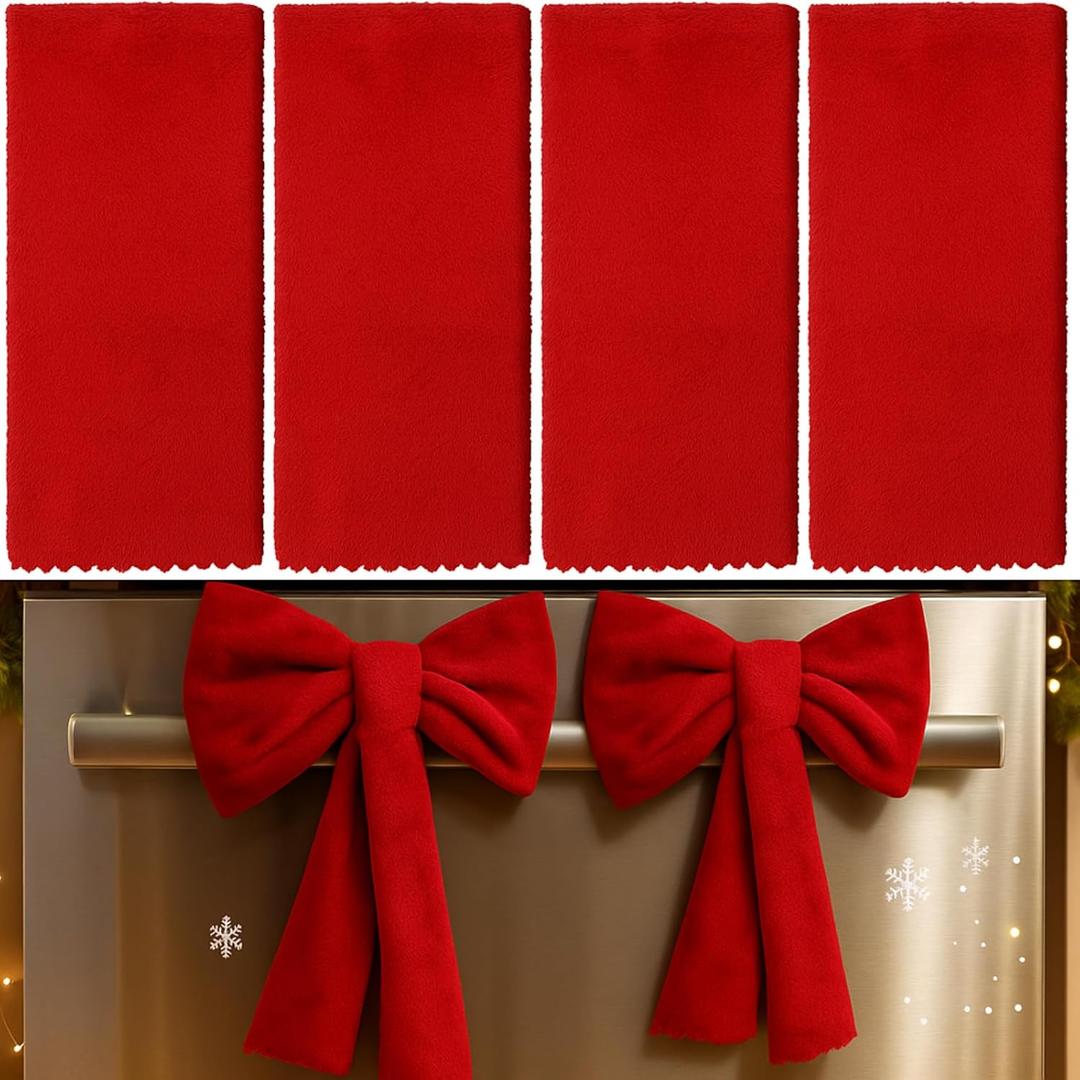 2 Pack Red Christmas Kitchen Decorative Hand Towel Bows 14 x 12 Inch Christmas Kitchen Dish Towels for Bathroom Cleaning Drying Cleaning Cooking Xmas Holiday Decor