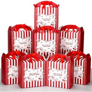 Fullhawl Bridesmaid Proposal Boxes Set of 8 with Bow - 8 x 8 x 4 Inch Will You Be My Bridesmaid Gift Box, Maid of Honor Box for Wedding Bridal Shower Party Favors(Red)