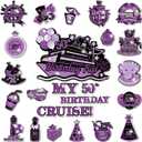 50th Birthday Cruise Door Decorations Magnets,Purple Black Happy 50th Birthday Cruise Ship Door Decor Magnetic for 50th Women Men Anniversary Party Supplies Favor Door Refrigerator Fridge Car Kitchen