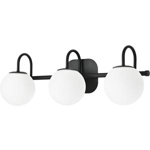 Modern Black Bathroom Vanity Light Fixtures 3 Lights Frame and Milk White Glass Globe Shade Modern Wall Sconce Lighting Bath Vanity Lights Bar Over Mirror (Exclude G9 Bulb)
