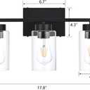 3-Light Bathroom Vanity Light, Modern Black Wall Lights with Clear Glass Shades, Bathroom Wall Sconce Lamp for Mirror Living Room Bedroom Hallway