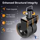 2,500lbs Dual 6" Trailer Jack Swivel Caster with Upgraded Spoked Wheels and Reinforced Bracket, Black