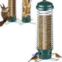 LCSEVEN Bird Feeder for Outdoors Squirrel Proof Bird Feeders for Outside Hanging, Metal Wild Bird Seed Feeders for Bluebird, Cardinal, Finch, Sparrow, Blue Jay, 4 Ports, Chew-Proof, Weather-Resistant