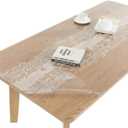 Crystal Clear Plastic Table Cover Protector with Lace Pattern, 42" x 78"