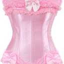 ICEGIA Women's Lace Up Boned Overbust Corset Bustier Lingerie Body shaper Top Size Small