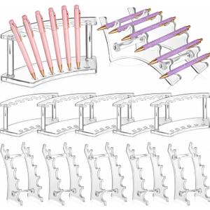 Lincia 10 Pack Pen Display Stand, 6 Slots Plastic Pen Holder, Display Eyebrow Makeup Brush Rack Organizer for School Office Supplies, 2 Style(Clear)