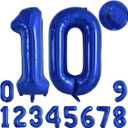4 x TONIFUL 40 Inch Number 10 Balloon Laser Dark Blue Digital 10 Balloon Giant Foil 10 Navy Blue Balloons for 10th Birthday Party Engagement 10th Anniversary Celebration Graduations Decorations Supplies