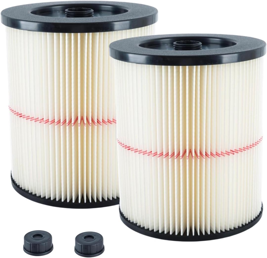 2 Packs of 17816 Filter Compatible with Craftsman Shop Vac Wet/Dry 5/6/8/12/16/32 Gallon and Larger Vacuum Cleaner, 9-17816 Red Stripe Vacuum Cartridge Filters