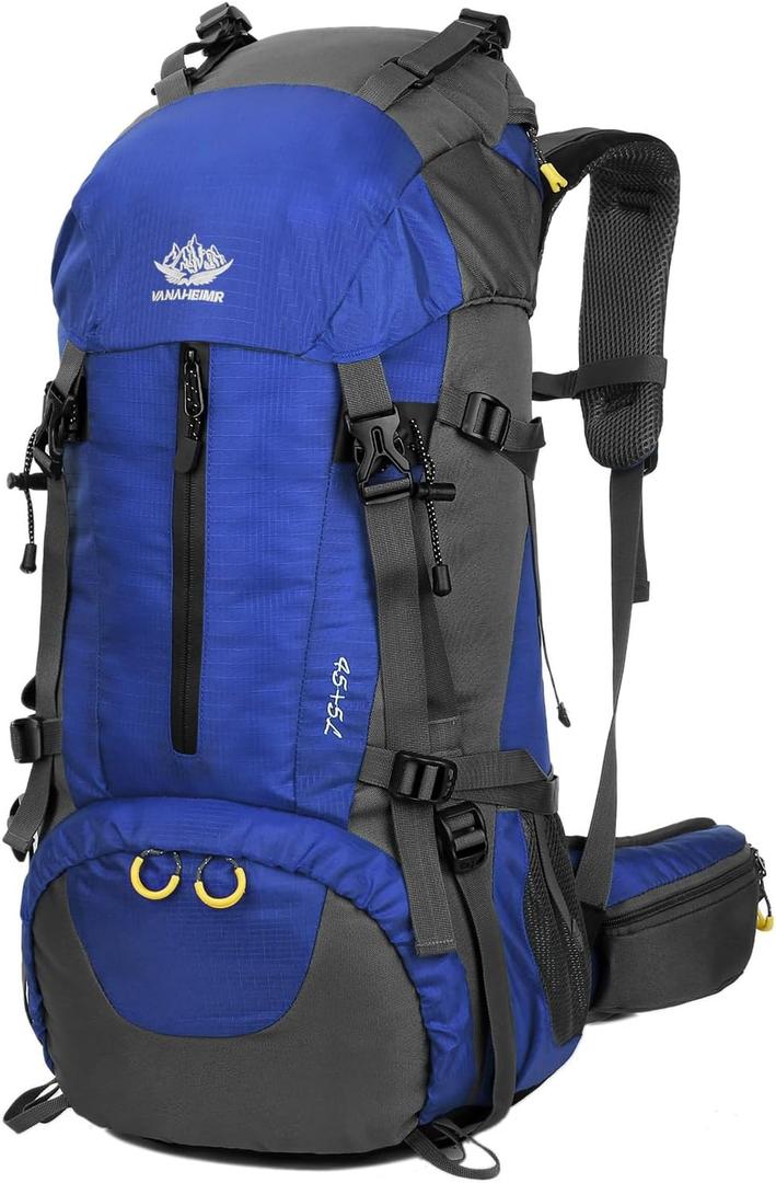WoneNice 50L(45+5) Waterproof Hiking Backpack - Outdoor Sport Daypack with Rain Cover (Sapphire Blue)