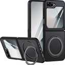 10 x Case for Samsung Galaxy Z Flip 6, Matte Cover with Stand, Anti-Scratch Translucent Back & TPU Connector, Z Flip6 5G Phone Case, Drop Resistance (Without Hinge+Matte Black)