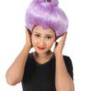HPO Adult Women's Fairy Godmother Animated Fantasy Movie Wig, Cosplay Halloween Costume Party, Breathable Capless Cap, Flame-retardant Synthetic Fiber (One Size, Purple)