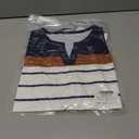 SOFIA'S CHOICE Striped Shirt Women Basic Casual V Neck Long Sleeve T Shirts Deep Blue White, Small 