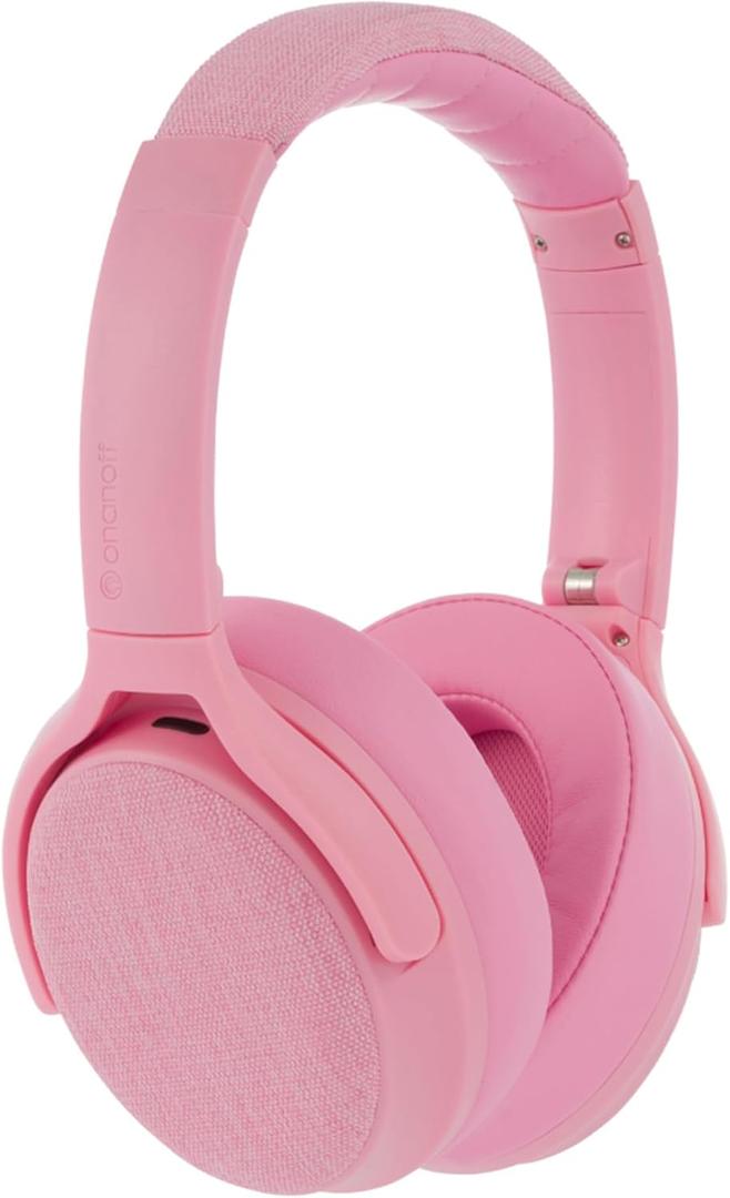 Made for Amazon, Active Noise Cancelling Bluetooth Headphones with Built-in Microphone | Pink