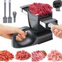 Manual Meat Slicer for Fresh Raw Meat (with Steady Grip), Meal Prep, Adjustable Thickness 2mm or 4mm, 17 Blades get 18 Meat Slices, Meat Cleavers can be Sliced, Striped, Diced -Black