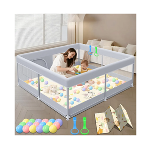 Baby Playpen with Mat, 50x50 Inch Play Pen, Playpen for Babies and Toddlers, Baby Playard for Indoor & Outdoor Active Center Game Fence, with Skin-Friendly Fabric and Soft Breathable Mesh