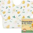 12 Count Disposable Baby Bibs Individually Packaged, 4 Fun Styles, Soft Waterproof Feeding Bibs with Leak-Proof Lining & Crumb Catcher, for Boys & Girls, Travel, Arts & Crafts, Mealtime
