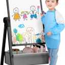 Art Easel for Kids, Double Sided Kids Easel Drawing Board, Whiteboard & Blackboard, 360Rotating Adjustable(Black)
