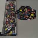 JIKIOU Cloud Wrist Rest Keyboard, Cloud Keyboard Wrist Pad Set with Comfortable Cloth, Cute Arm Rest for Palm Support, PC/Gaming Desk Accessories/Office Setup/Computer Hand Cushion Black Flowers