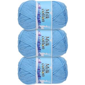 Cotton Yarn,60% Cotton and 40% Acrylic Fibers Soft Knitting Yarn [for Hand DIY Bag Cushion Crocheting Knitting Projects Home Decor], -3 Skeins/3252yards/34.23oz/Blue