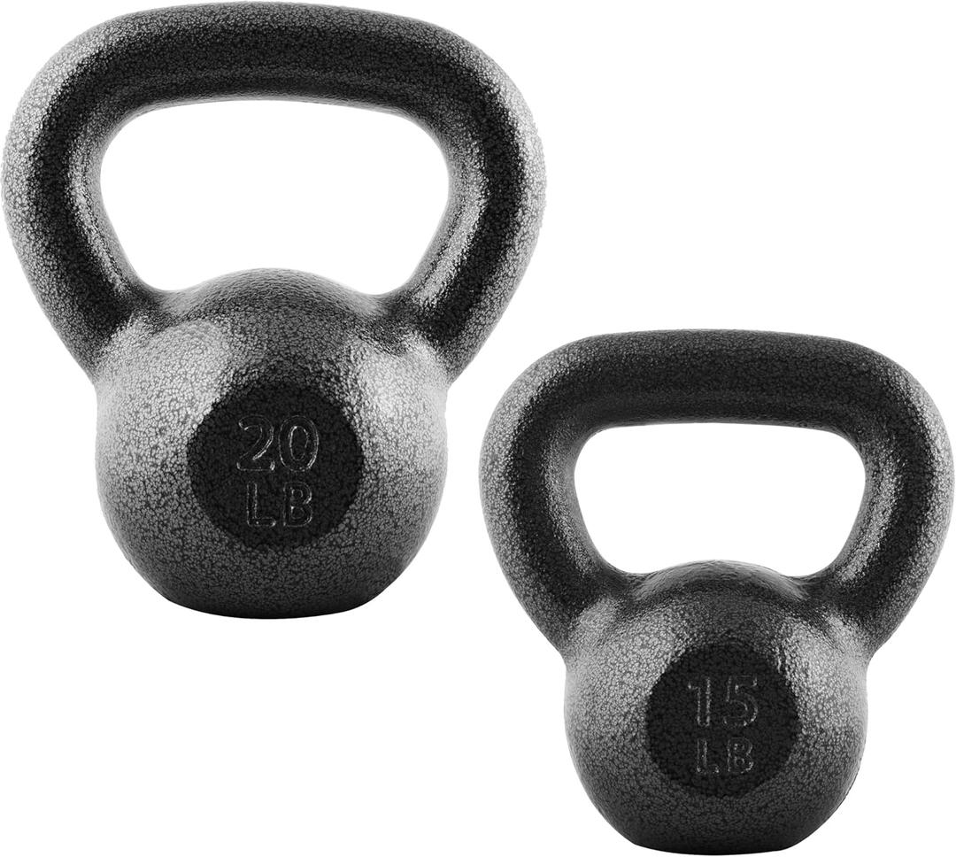 CAP Barbell Cast Iron Kettlebell - Coated Options, Singles and Sets, Multiple Weight Choices (35 pounds set)