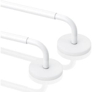 2 Pack Magnetic Curtain Rods for Metal Door, Adjustable 18 to 30 Inch Curtain Rod, 3/8" Diameter Magnet Rods for French Doors Window Cafe(White, 2Pack)