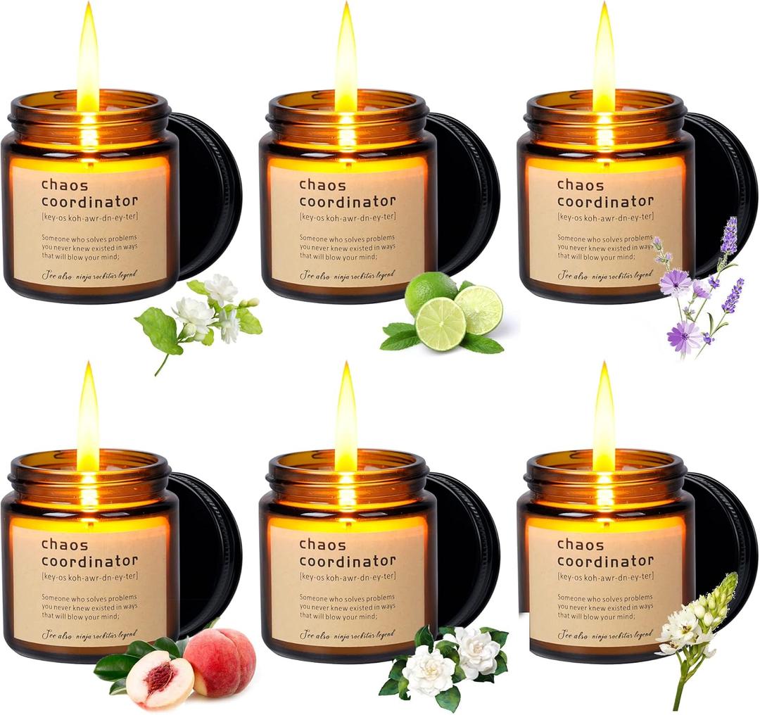 6 Pieces Chaos Coordinator Gifts for Women- Chaos Coordinator Scented Candles Gifts Thank You Gift for Coworker, Teacher, Boss Lady Manager Teacher Best FriendMother's Day Gifts