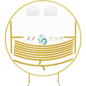 LANGXUN 7.2ft Gold Metal Round Balloon Arch kit, Backdrop Circle Stand Arch Frame for Wedding Birthday Party Decoration, Graduation Decorations and Baby Shower Photo Background
