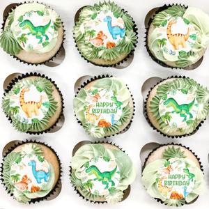 40 Pcs Edible dinosaur Cupcake Toppers Wafer Paper Dinosaur Baby Dinosaur Cupcake Drink Topper Children's Birthday Party Cake Decorative Supplies Decoration
