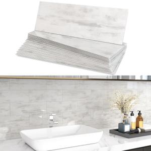 BeNice Peel and Stick Backsplash for Kitchen Tile,Peel and Stick Tiles for Walls Tile Stickers Waterproof Marble Tile Backsplash 3.85"x11.73"(16Tiles) Rustic Gray