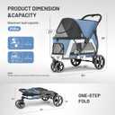 EchoSmile Dog Stroller for Medium & Small Dogs, Foldable Pet Stroller with 3 Wheels & Brakes, All-Terrain Cat Dog Carrier with Breathable Mesh, Safety Leash and Storage Pocket, Blue