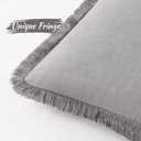 MIULEE Decorative Throw Pillow Covers Neutral Linen Fringe Throw Pillows Set of 2 Light Grey Boho Farmhouse Cushion Covers with Tassels for Couch Sofa Bed Living Room Spring Home Decor 20x20 Inch
