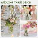 6pcs Glass Vase Set with Artificial Eucalyptus Leaves Stems, Vintage Clear Flower Vases for Centerpiece Table Decorations Farmhouse Wedding, Cylinder Vase for Home Decor Party Bathroom Office Shelf