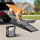 Portable Dog Ramp for Car – Foldable Dog Car Ramp for Truck, SUV, High Bed & Sofa with Anti-Slip Feet & Traction Carpet – Small to Large Breeds (63" Long & 17" Wide)
