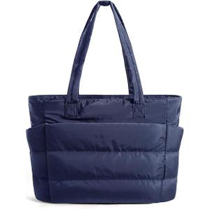 BAGSMART Tote Bag for Women, Lightweight Puffy Tote Bag with Compartments Shoulder Bag Handbag for Travel, Work, GymPuffy, Work, for Travel, Quilted, Lightweight