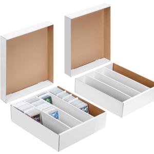 2 Pack Cardboard Card Storage BoxBulk Card Storage Box4 Row 3200 Count Trading Card Storage Box Cardboard, Bulk Trading Card Organizer Box for Sports Baseball TCG and Toploader Cards