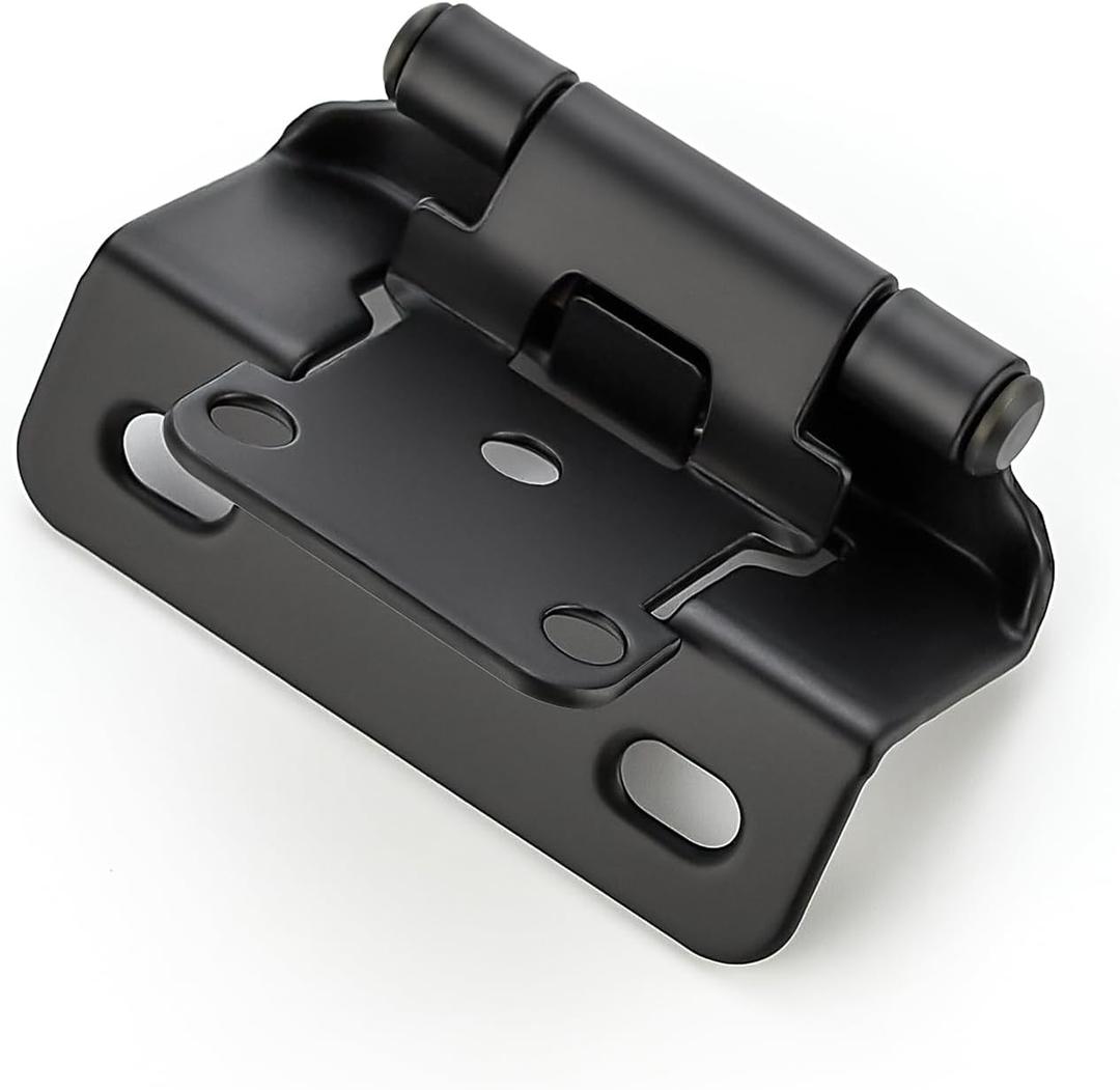 Ravinte 10 Pack 5 Pairs Semi-Overlay 1/2 inch Self-Closing Face Frame Cabinet Hinges Matte Black Half Wrap-Around Kitchen Door Hinges Face Mount Cabinet Hardware