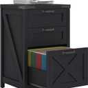 Halitaa Small Farmhouse File Cabinet with 3 Drawers for Home Office, Black Vertical Filing Cabinet Fits Letter and A4 Size, Farmhouse Printer Stand, Under Desk Wooden File Cabinet, Size: 3 Drawers