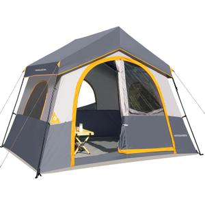 HIKERGARDEN 6-8 Person Camping Tent - Portable Family Cabin Tent for Camp, Windproof Fabric Camp Tent Outdoor for Hiking, Backpacking, Traveling