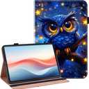 Case for Samsung Galaxy Tab A11 Plus 2025/A9+/A9 Plus 11 inch 2023 Tablet with Pencil Holder, Multiangle Stand Wallet Design Cover, Blue Owl
