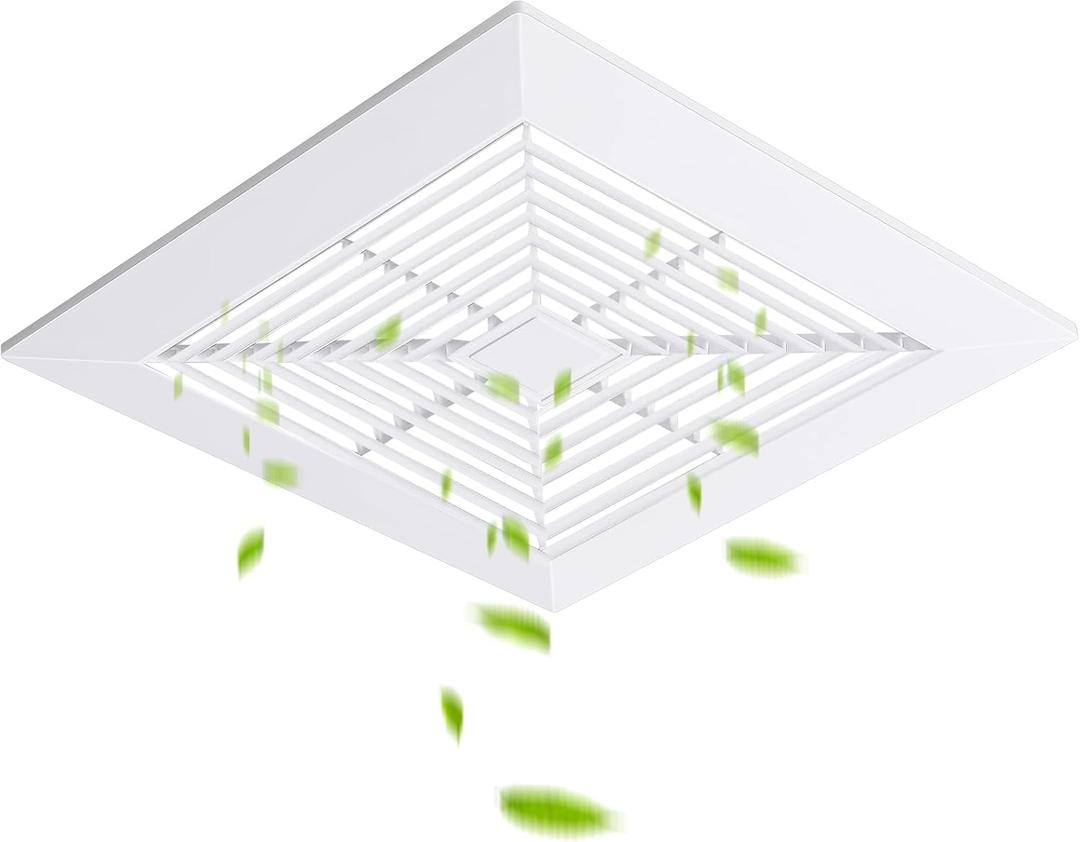 Baquler 1 Pc 11 x 11'' Exhaust Bathroom Fan Cover with Springs Square Ceiling or Wall Mounted Ceiling Grill Vent Fan Fits Models 663 670 671 675 688 689 Ventilation Cover Replacement Accessories