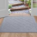 BEQHAUSE Dirt Trapper Door Mat 24" x 36", Doormat Non-Slip Entryway Rugs Washable, Dog Door Mat Stain Resistant and Absorbent Welcome Floor Mat for Front Back Door, Mud Wet Shoes & Paws, Grey