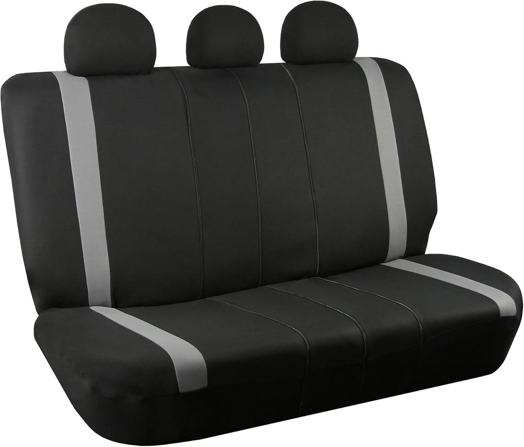 FH Group Car Back Seat Cover, Gray Cloth - Universal Fit Rear Seat with Rear Split Bench, Seat Protector for Dogs and Kids, Interior Accessories for SUV, Sedan and Van,Gray, Rear Set