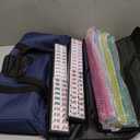 American Mahjong Tile Set,166 White Tiles Mahjong Set,4 Colors Mahjong Racks,Travel Mahjong Set with Blue Carrying Bag